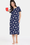 Rosaline Disco Daze Knit Cotton Mid Length Nightdress - Ocean Cavern — thumbnail 4